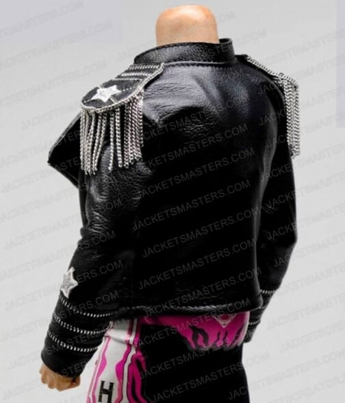 WWE Bret Hart The Hitman Zipper Leather Jacket - Image 5