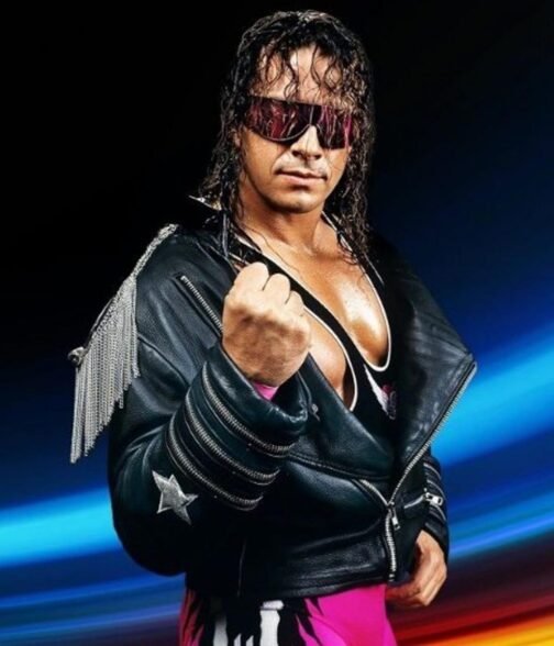 WWE Bret Hart The Hitman Zipper Leather Jacket - Image 8
