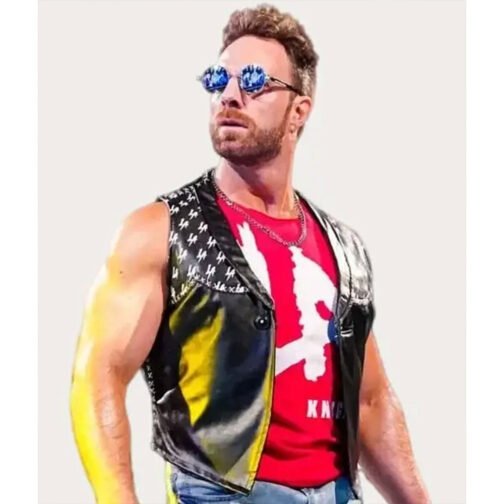 LA Knight Black Leather Vest - Image 17