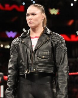 Ronda Rousey Cropped Motorcycle Quilted Leather Jacket