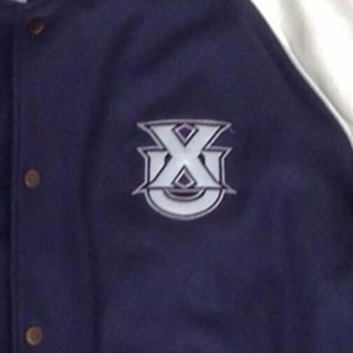 Xavier University Navy Blue and White Satin Jacket - Image 4