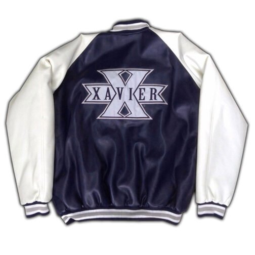 Xavier University Navy Blue and White Satin Jacket - Image 2