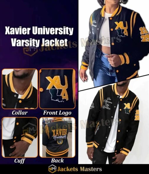 Xavier University Black Varsity Jacket - Image 7
