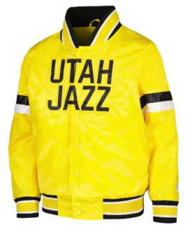 Youth Home Game Utah Jazz Yellow Satin Jacket