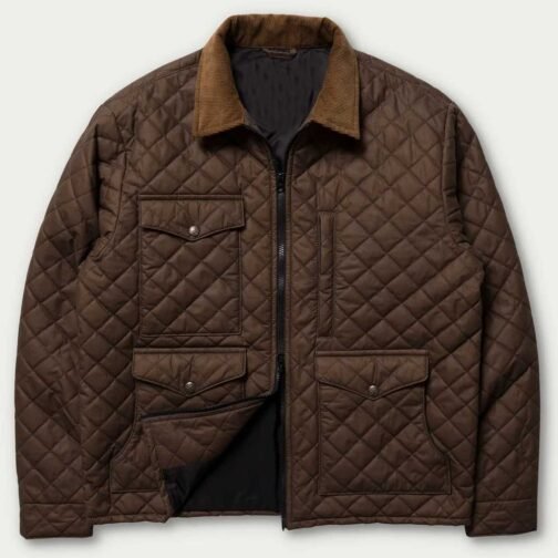 Kevin Costner Yellowstone Season 04 Brown Quilted Jacket - Image 5