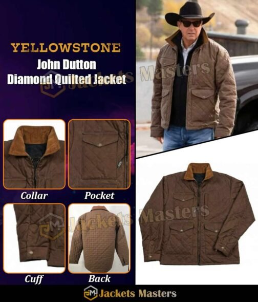 Kevin Costner Yellowstone Season 04 Brown Quilted Jacket - Image 9