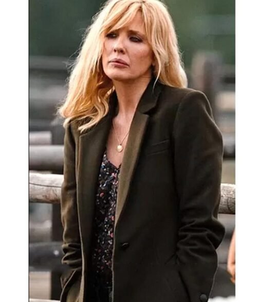Yellowstone Season 04 Kelly Reilly Wool Green Coat - Image 5