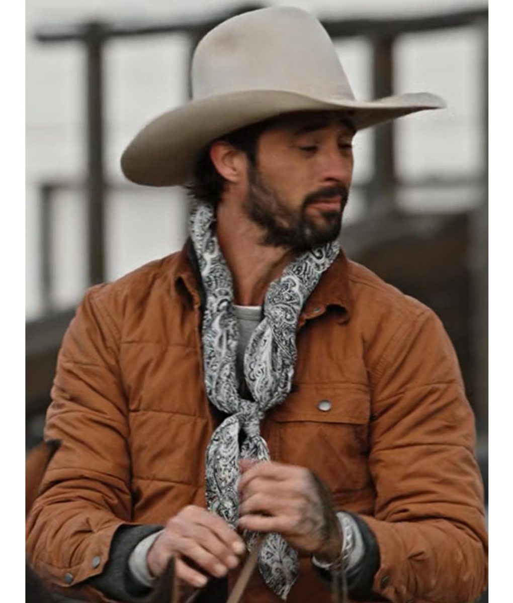 Ryan Bingham Yellowstone Season 04 Puffer Brown Jacket - Image 5