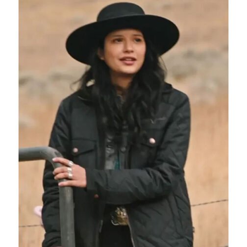 Yellowstone S04 Kelsey Asbille Black Quilted Jacket - Image 2