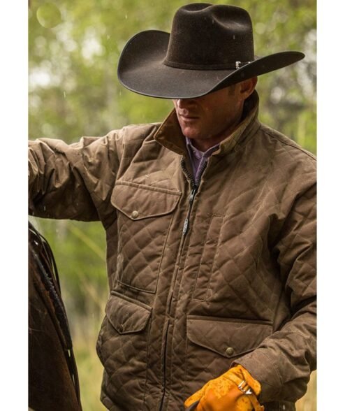 Kevin Costner Yellowstone Season 04 Brown Quilted Jacket - Image 6