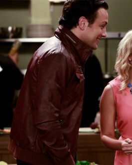 Young & Hungry Jonathan Sadowski Burgundy Leather Jacket