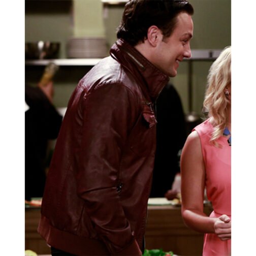 Young & Hungry Jonathan Sadowski Burgundy Leather Jacket - Image 2