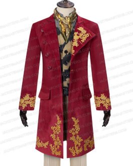 Timothée Chalamet Wonka Maroon Velvet Coat