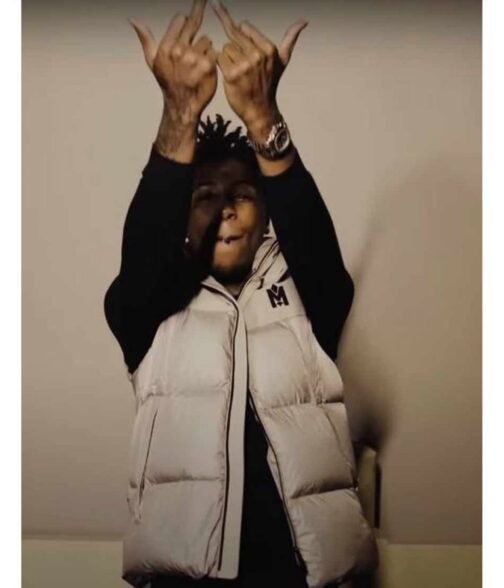 The Story of O.J. YoungBoy Never Broke Again Puffer White Hooded Vest - Image 2