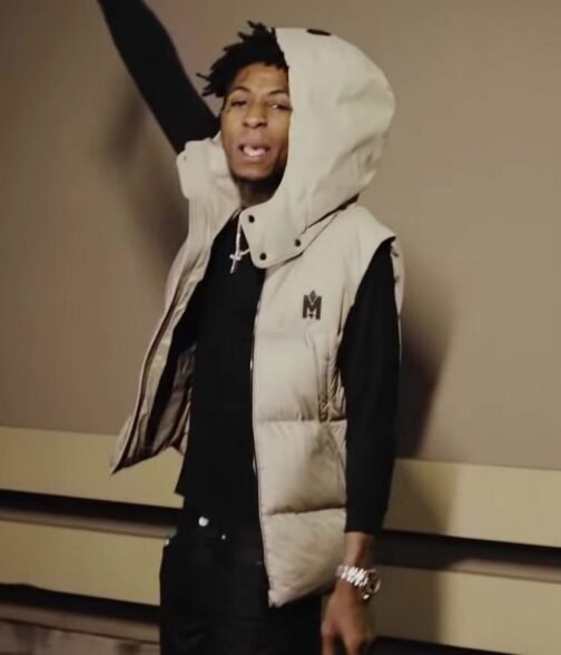 The Story of O.J. YoungBoy Never Broke Again Puffer White Hooded Vest