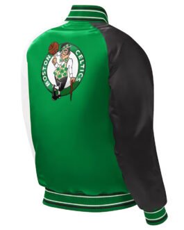 Youth Boston Celtics Raglan Kelly Green Varsity Satin Jacket