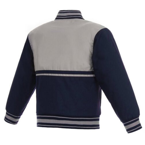 Youth Columbus Blue Jackets Poly Twill Navy and Gray Jacket - Image 2