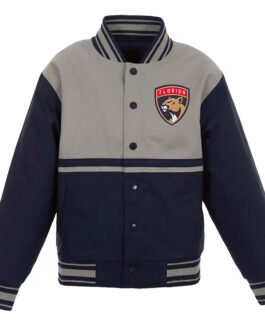 Florida Panthers Youth Poly-Twill Navy and Gray Jacket