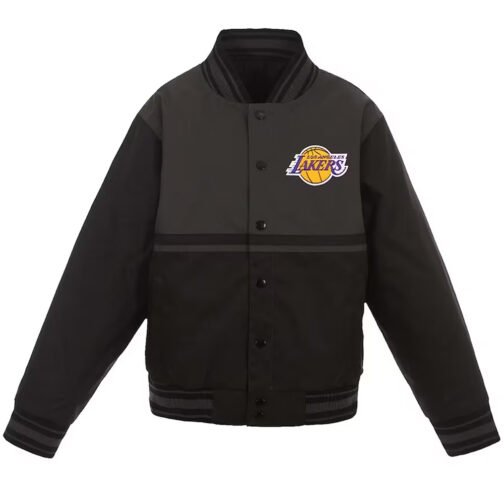 LA Lakers Youth Black and Charcoal Poly-Twill Jacket