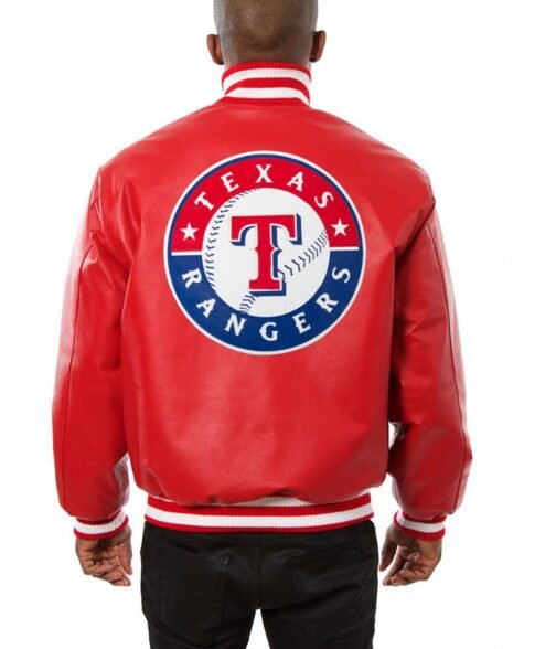 Texas Rangers Letterman Red Leather Jacket - Image 2