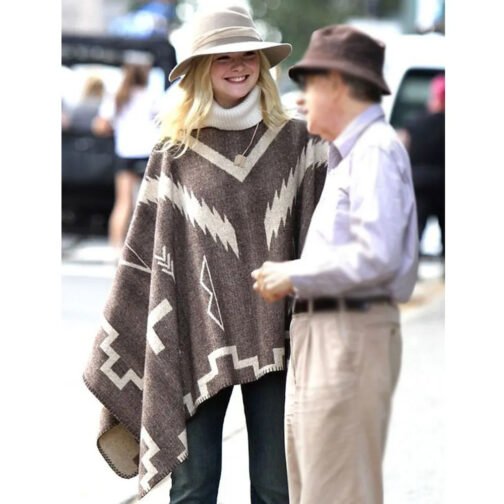 A Rainy Day in New York Elle Fanning Brown Poncho - Image 11