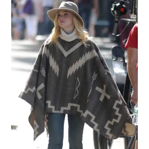 A Rainy Day in New York Elle Fanning Brown Poncho - Image 9