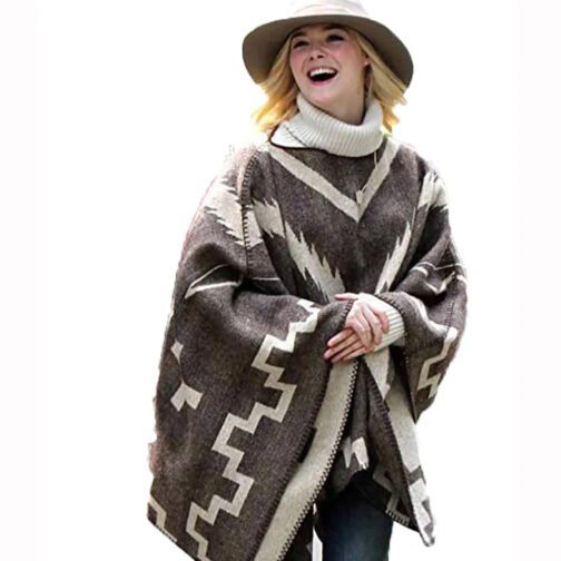 A Rainy Day in New York Elle Fanning Brown Poncho - Image 20