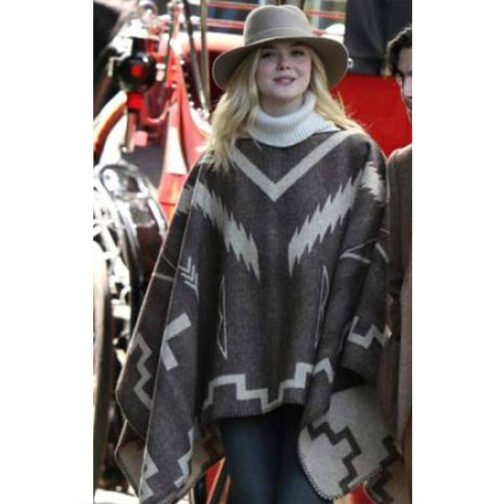 A Rainy Day in New York Elle Fanning Brown Poncho - Image 15