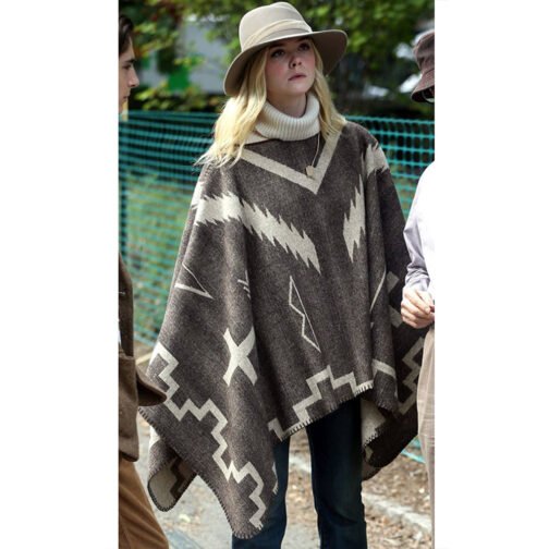A Rainy Day in New York Elle Fanning Brown Poncho - Image 16