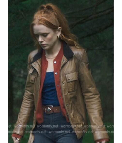 Fate Bloom Abigail Cowen Brown Leather Biker Jacket - Image 7