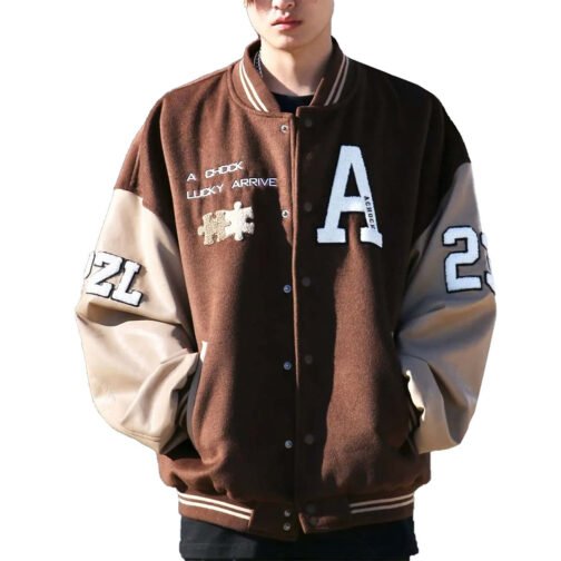 Achock Brown Varsity Jacket - Image 5