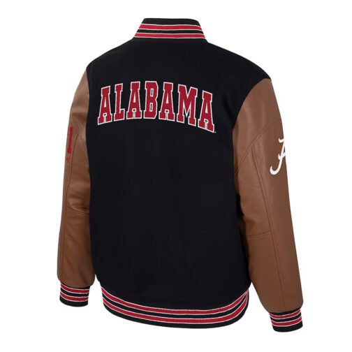 Alabama Crimson Tide Navy and Brown Letterman Jacket - Image 2