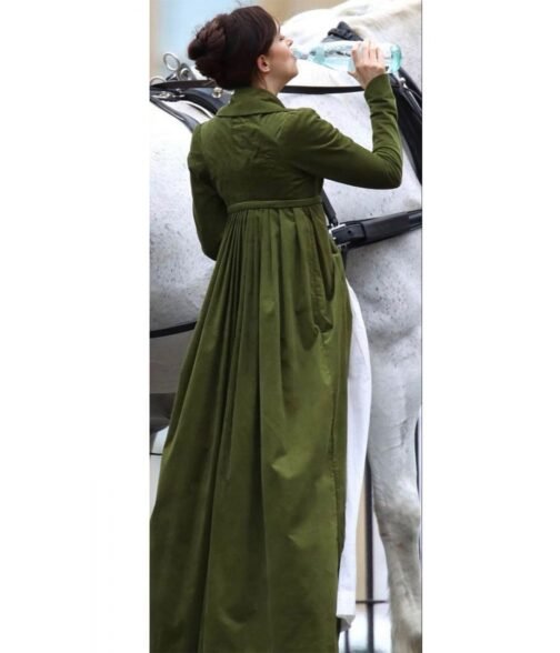 Dakota Johnson Persuasion Green Cotton Coat - Image 2
