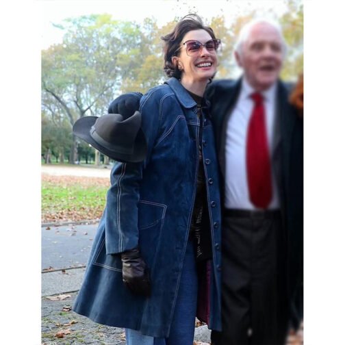 Armageddon Time Anne Hathaway Denim Blue Coat - Image 6