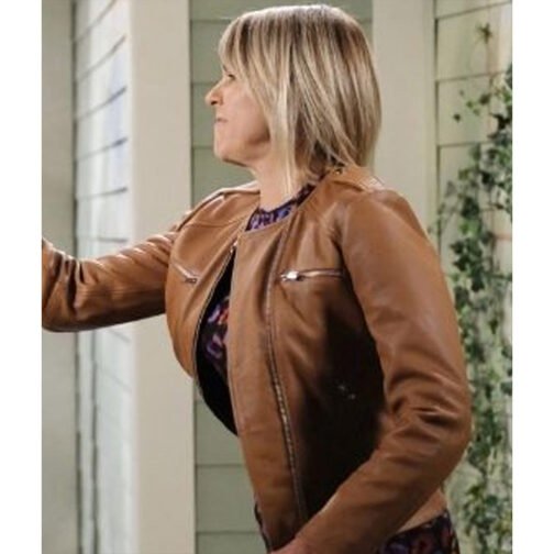 Arianne Zucker Days of Our Lives Brown Leather Jacket - Image 7