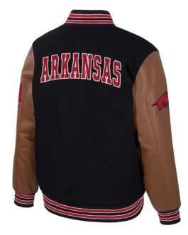 Arkansas Razorbacks Black and Brown Letterman Jacket