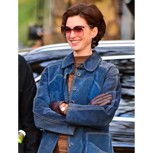 Armageddon Time Anne Hathaway Denim Blue Coat - Image 3
