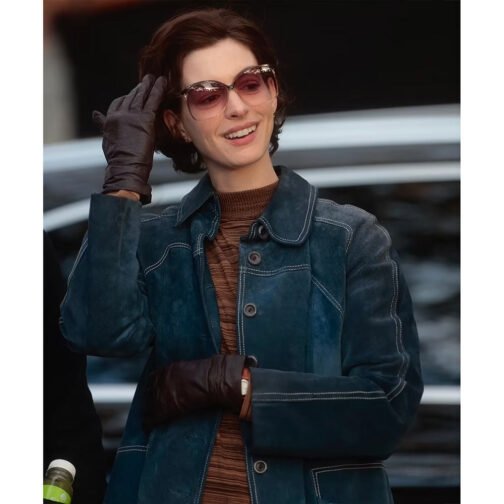Armageddon Time Anne Hathaway Denim Blue Coat - Image 7