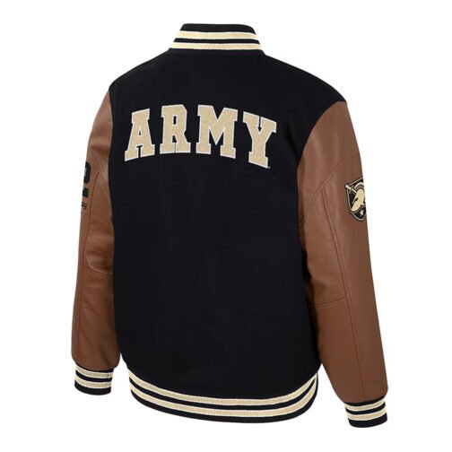Army Black Knights Black and Brown Letterman Jacket - Image 2