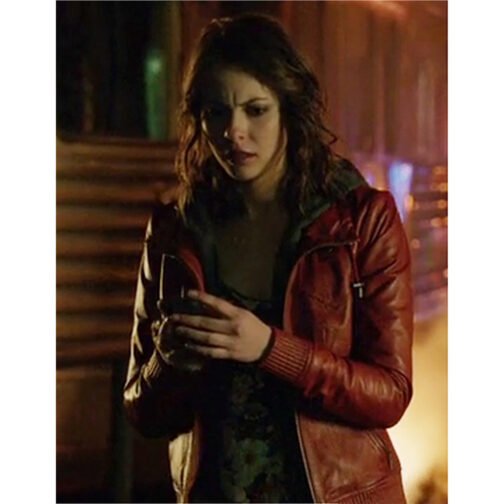 Arrow S02 Willa Holland Brown Leather Hooded Jacket - Image 2