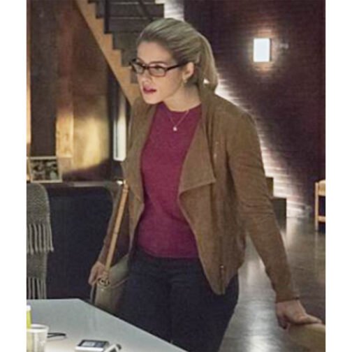 Arrow S04 Emily Bett Rickards Suede Jacket - Image 3