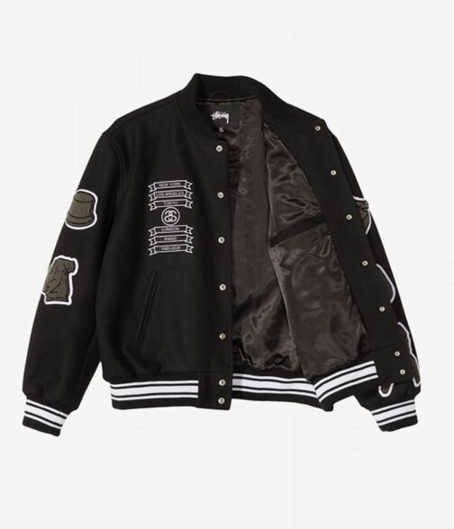Asap Rocky Stussy CDG Black Varsity Jacket - Image 3