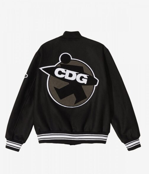 Asap Rocky Stussy CDG Black Varsity Jacket - Image 2