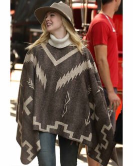 A Rainy Day in New York Elle Fanning Brown Poncho