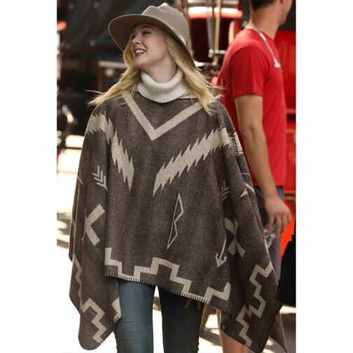 A Rainy Day in New York Elle Fanning Brown Poncho - Image 2