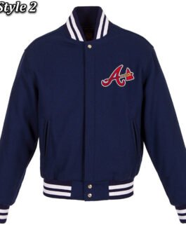 Varsity Atlanta Braves Navy Blue Wool Jacket