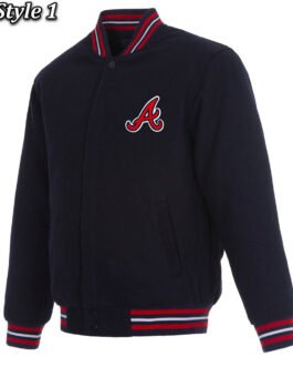 Varsity Atlanta Braves Navy Blue Wool Jacket
