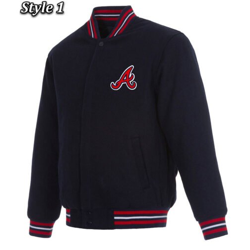 Varsity Atlanta Braves Navy Blue Wool Jacket