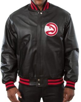 Varsity Atlanta Hawks Black Leather Jacket