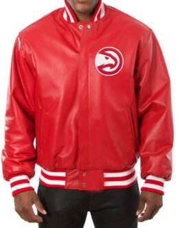 Varsity Atlanta Hawks Red Leather Jacket